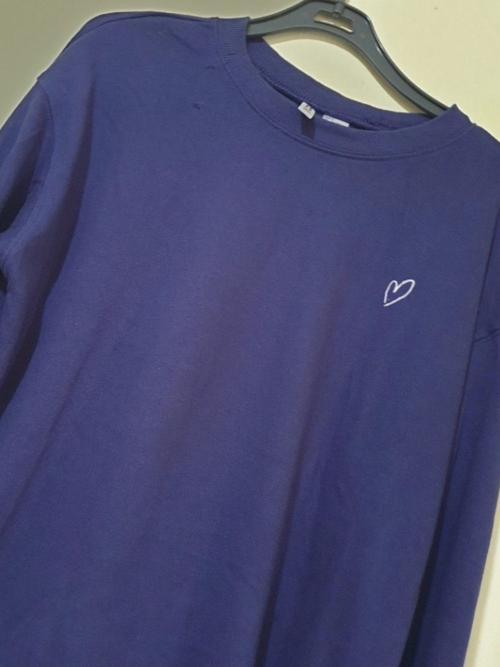 H&M Blue Long-Sleeve with Heart Embroidery